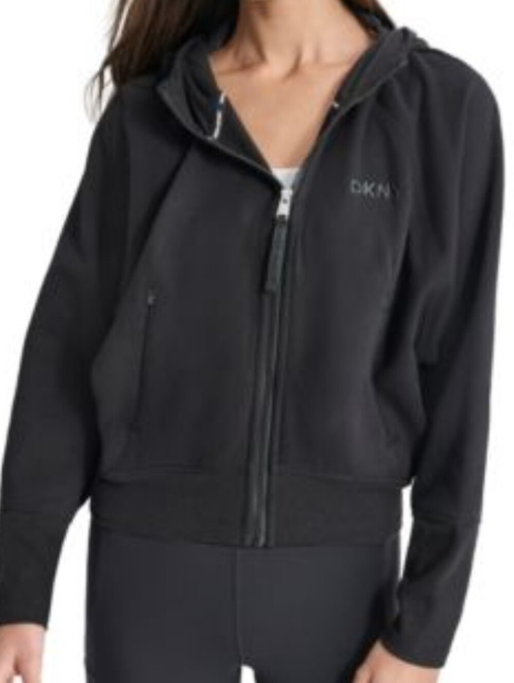 DKNY Black Full-Zip Hooded Sweatshirt